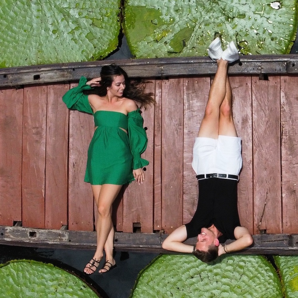 Green off the shoulder dress